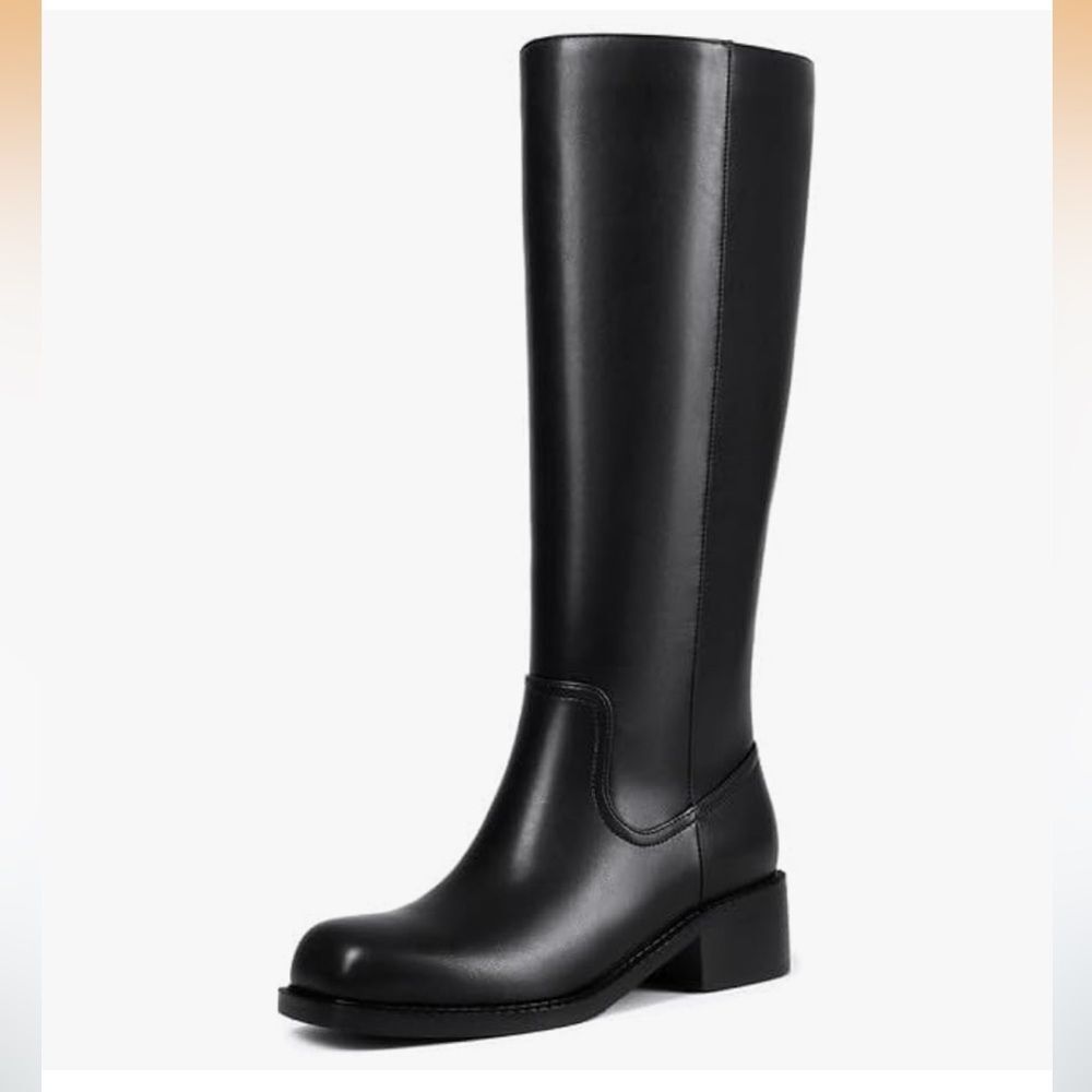 ZJA Knee High Boots Square Toe Boots